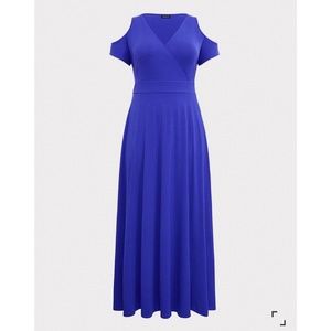 Electric Blue Jersey Cold Shoulder Maxi Dress - TORRID